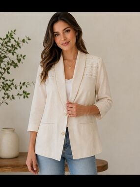 5/$25 Vintage By Giovanni 100% Silk Embroidered Blazer Jacket